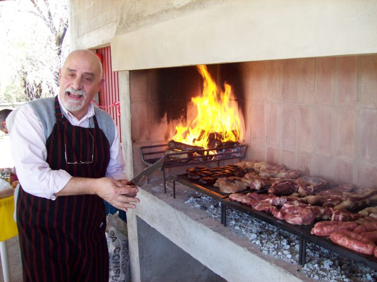Asador en uso